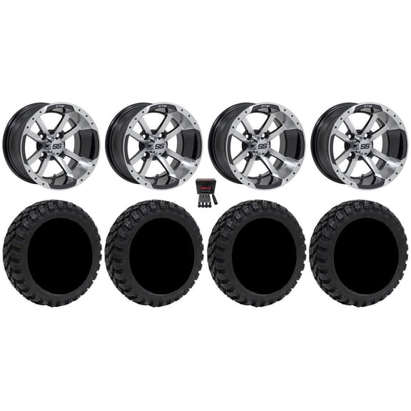 GTW Storm Trooper 12" Golf Cart Wheels Machined 22" Nomad Tires Yamaha