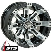 GTW Tempest 10 inch Aluminum Machined Silver and Black Golf Cart Wheel with 3:4 Offset