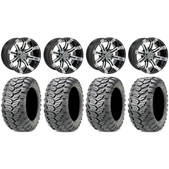 GTW Tempest 12" Golf Cart Wheels Machined 23" Ceros Tires Yamaha