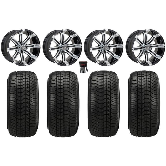 GTW Tempest 14" Golf Wheels Machined Elite 205x30-14 Tires E-Z-GO & Club Car