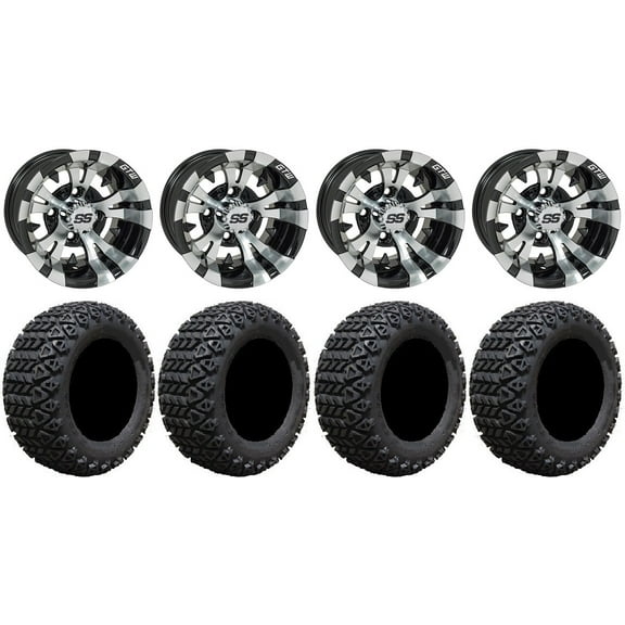 GTW Vampire 12" Golf Cart Wheels Black 23" X-Trail Tires E-Z-GO & Club Car