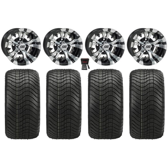 GTW Vampire 12" Golf Cart Wheels Black Elite 23x10-12 Tires E-Z-GO & Club Car