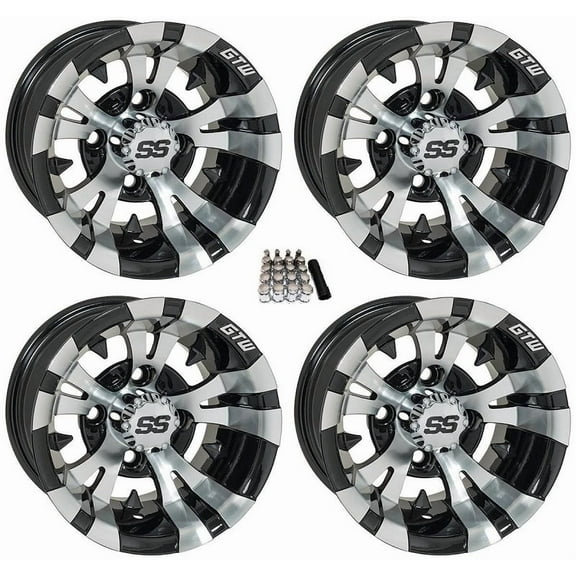 GTW Vampire 12" Golf Cart Wheels/Rims Machined Yamaha