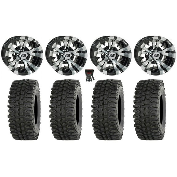 GTW Vampire 14" Golf Cart Wheels Black 23" BDC Tires Yamaha