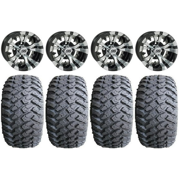 GTW Vampire 14" Golf Cart Wheels Black 23" Hammer Tires Yamaha