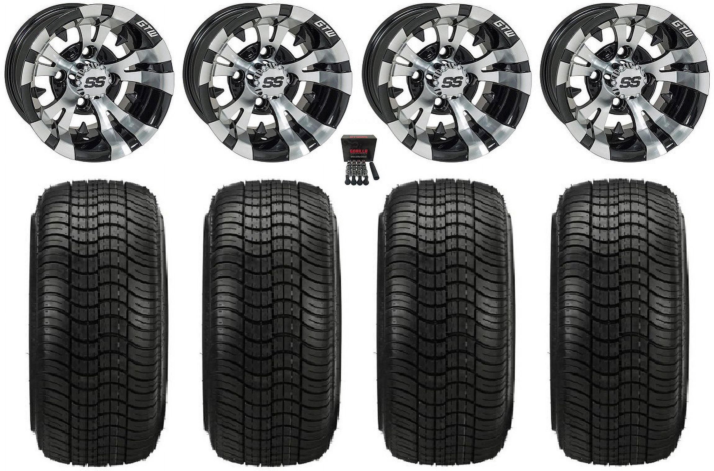 GTW Vampire 14" Golf Cart Wheels Black Elite 205x30-14 Tires E-Z-GO & Club Car