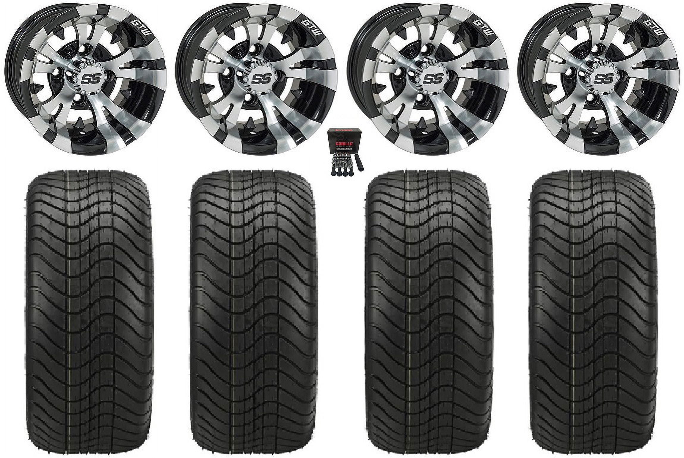 GTW Vampire 14" Golf Cart Wheels Black Elite 215x35-14 Tires E-Z-GO & Club Car