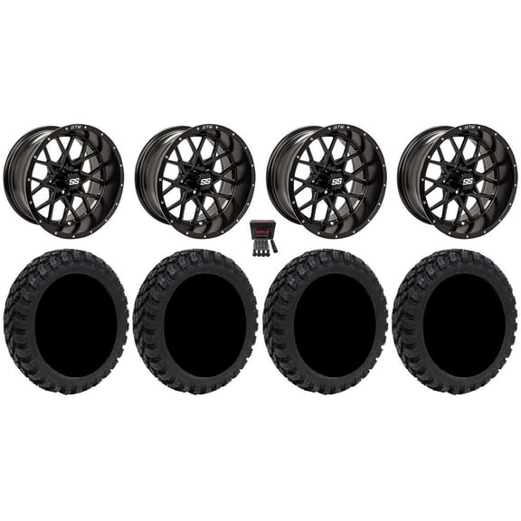 GTW Vortex 2 12" Golf Cart Wheels Black 20" Nomad Tires E-Z-GO & Club Car
