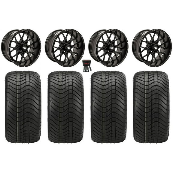 GTW Vortex 2 12" Golf Cart Wheels Black Elite 23x10-12 Tires E-Z-GO & Club Car
