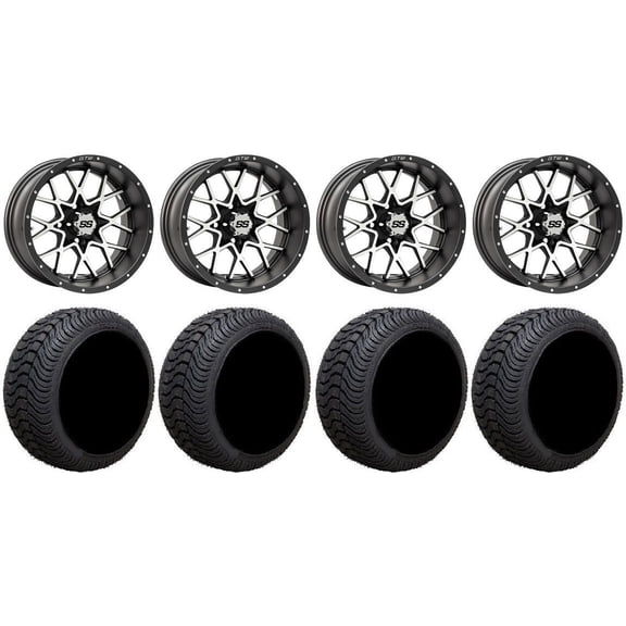 GTW Vortex 2 12" Golf Cart Wheels Gray 215x35 Cruze Tires E-Z-GO & Club Car