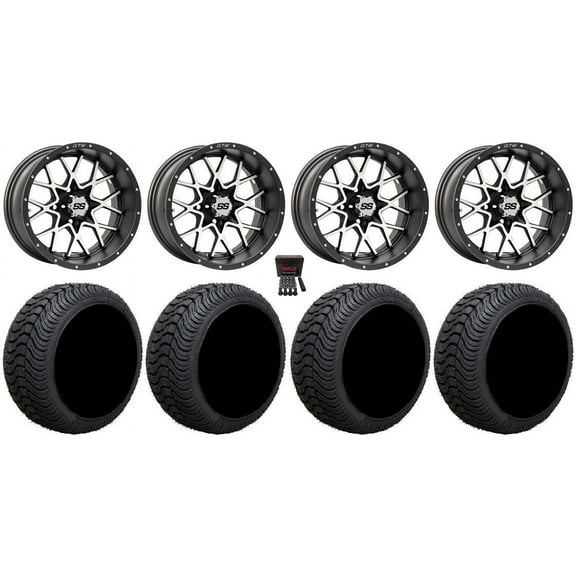 GTW Vortex 2 12" Golf Cart Wheels Gray 215x50 Cruze Tires E-Z-GO & Club Car