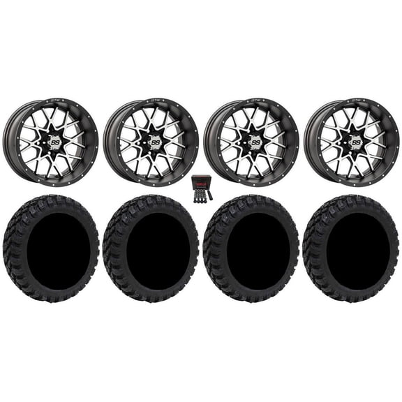 GTW Vortex 2 12" Golf Cart Wheels Gray 22" Nomad Tires Yamaha