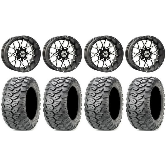 GTW Vortex 2 12" Golf Cart Wheels Gray 23" Ceros Tires Yamaha