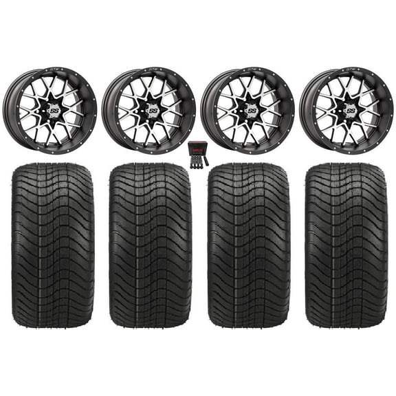 GTW Vortex 2 12" Golf Cart Wheels Gray Elite 23x10-12 Tires E-Z-GO & Club Car