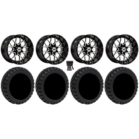 GTW Vortex 2 12" Golf Cart Wheels Machined 20" Nomad Tires Yamaha