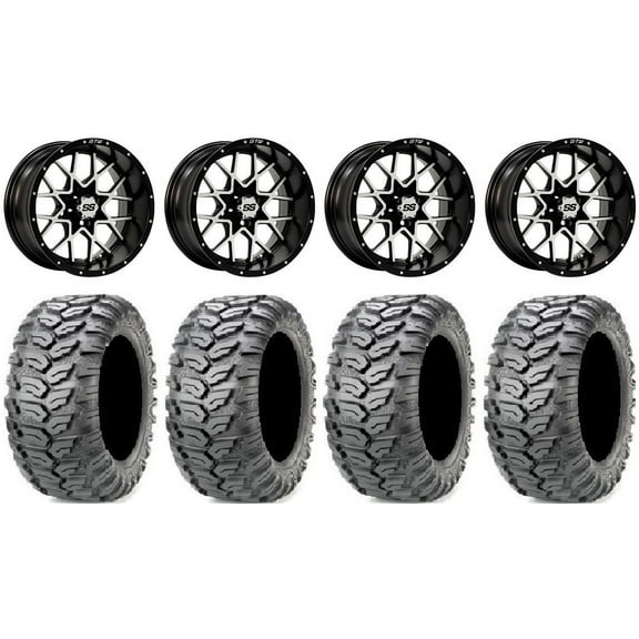 GTW Vortex 2 12" Golf Cart Wheels Machined 23" Ceros Tires Yamaha