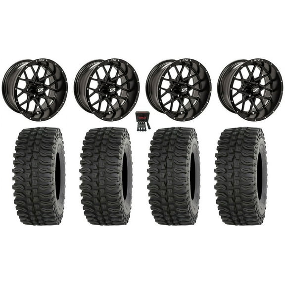 GTW Vortex 2 14" Golf Cart Wheels Black 23" BDC Tires E-Z-GO & Club Car
