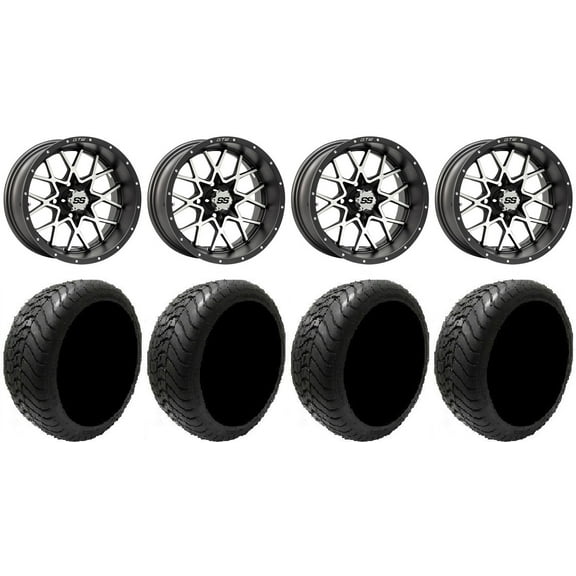 GTW Vortex 2 14" Golf Cart Wheels Gray 225x30 Mamba Tires E-Z-GO & Club Car