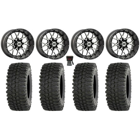 GTW Vortex 2 14" Golf Cart Wheels Gray 23" BDC Tires E-Z-GO & Club Car