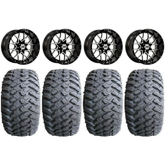 GTW Vortex 2 14" Golf Cart Wheels Machined 23" Hammer Tires E-Z-GO & Club Car