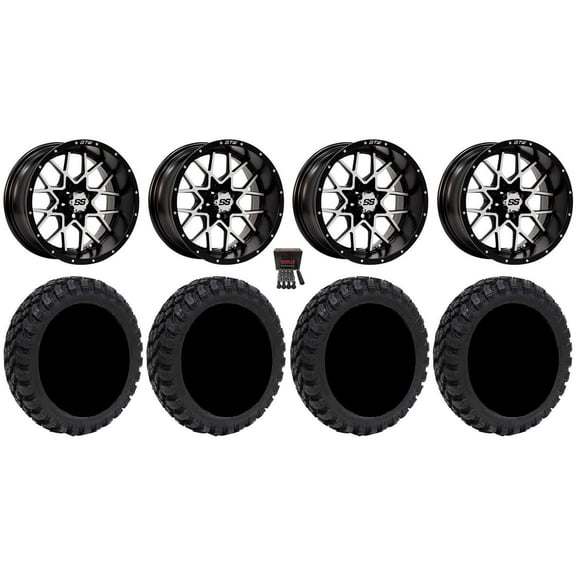 GTW Vortex 2 14" Golf Cart Wheels Machined 23" Nomad Tires E-Z-GO & Club Car