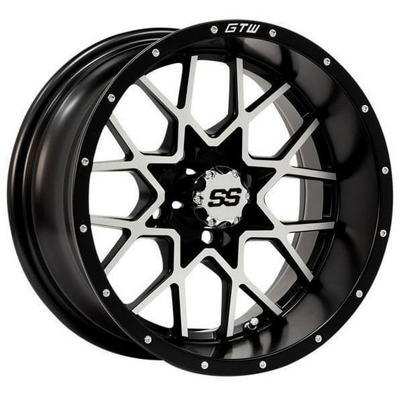 GTW Vortex 2 14x7 Golf Cart Wheel - Matte Black/Machined (4/4) 3+4 [19-230]