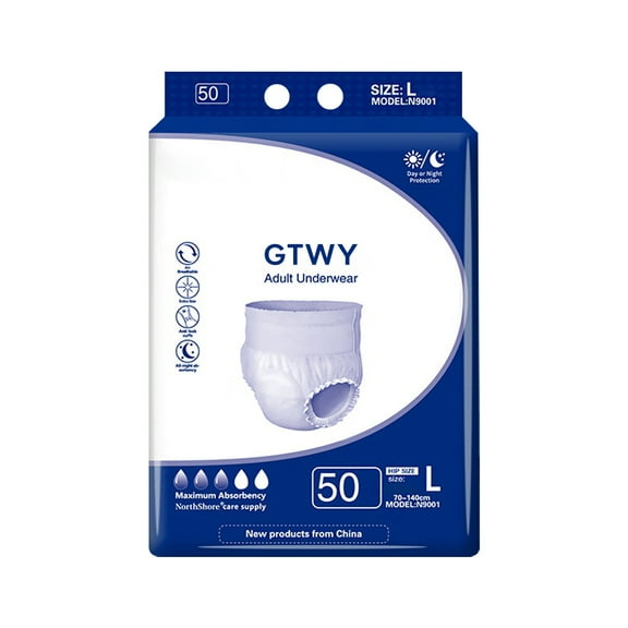 GTWY Pants, absorbent, for incontinents, Adult Incontinence Underwear, Max Absorbent Adult Diapers with Leak Protection, Large