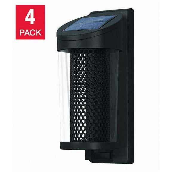 GTX Black Finish Outdoor Solar Wall Light 4 Count