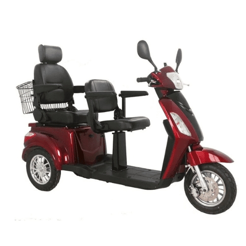 GTX-L-60 Double Seat Electric Mobility Scooter for Adults Seniors with Two Passenger Capacity, Variable Speed, Long Range, Brushless Motor, Full Lighting System