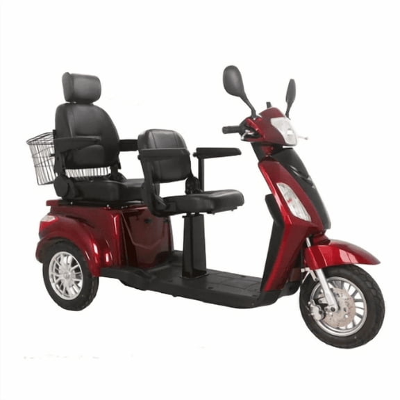 GTX-L-60 Two Seater Electric Mobility Scooter for Adults Seniors, Tandem Riding Design with Large Basket, Smart Charger, Shock Absorbers, High Weight Capacity