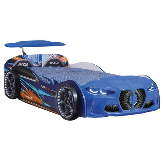 GTX Twin Race Car Bed with LED Lights & Sound FX, Kids Racing Bedroom Furniture