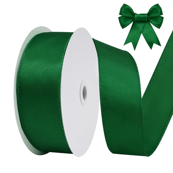 GTYBOVA 1-1/2 Inch Forest Green Wired Satin Ribbon 25 Yards, Christmas Wreath & Tree Decor Ribbon, Perfect for Gift Wrapping, Bouquets, Weddings, Hair Bows & Party Crafts