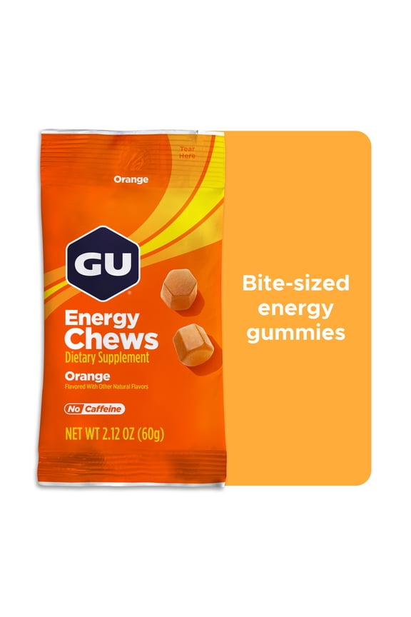 GU Energy Chews, Orange, 1ct - 2.12oz Bag, Energy Gummies for Workouts