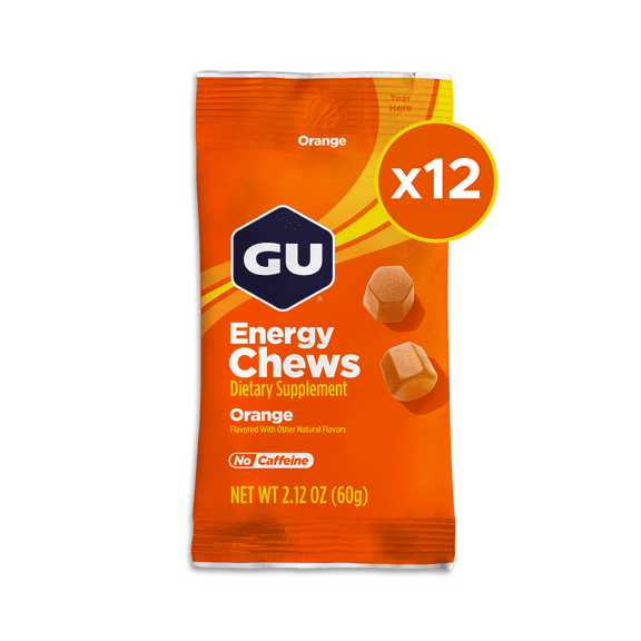 GU Energy Chews, Orange, 12ct Box, Energy Gummies for Workouts