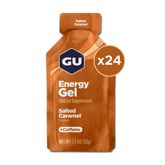 GU Energy Labs, Sports Nutrition Booster Running Gel, Salted Caramel Gel, 24 Count Box