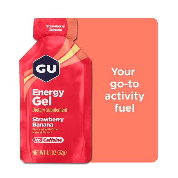 GU Energy Labs, Sports Nutrition Booster Running Gel, Strawberry Banana Gel, 1.1 oz Packet