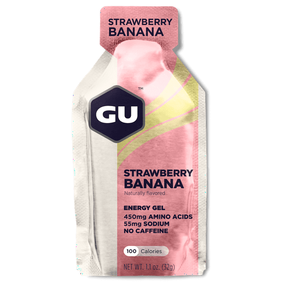 GU Energy Gel, Energy Booster Running Gel, Strawberry Banana, 8ct Box