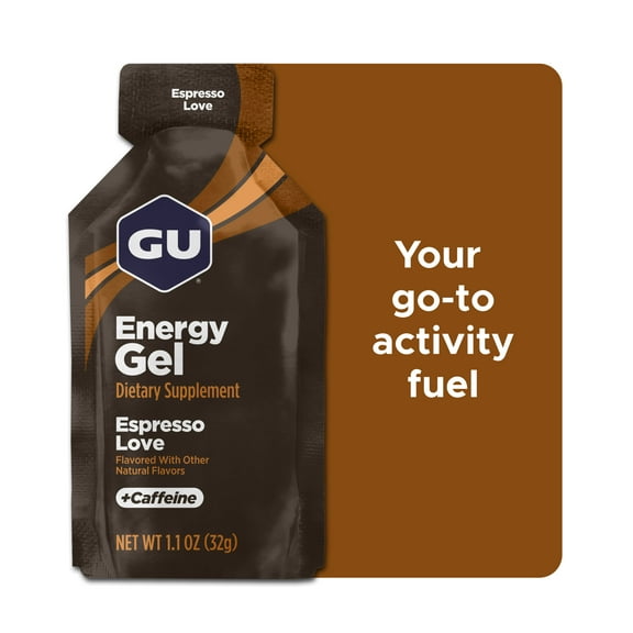 GU Energy Gel, Energy Booster Running Gel, Espresso Love, 1.1 oz Packet