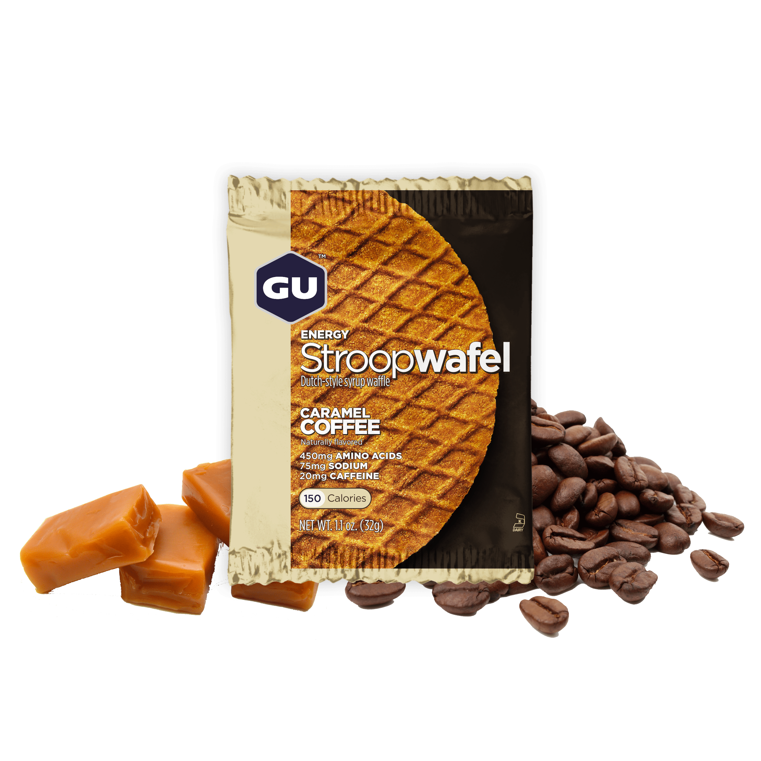 GU Energy, Stroopwafel, Caramel Coffee, 16 count box