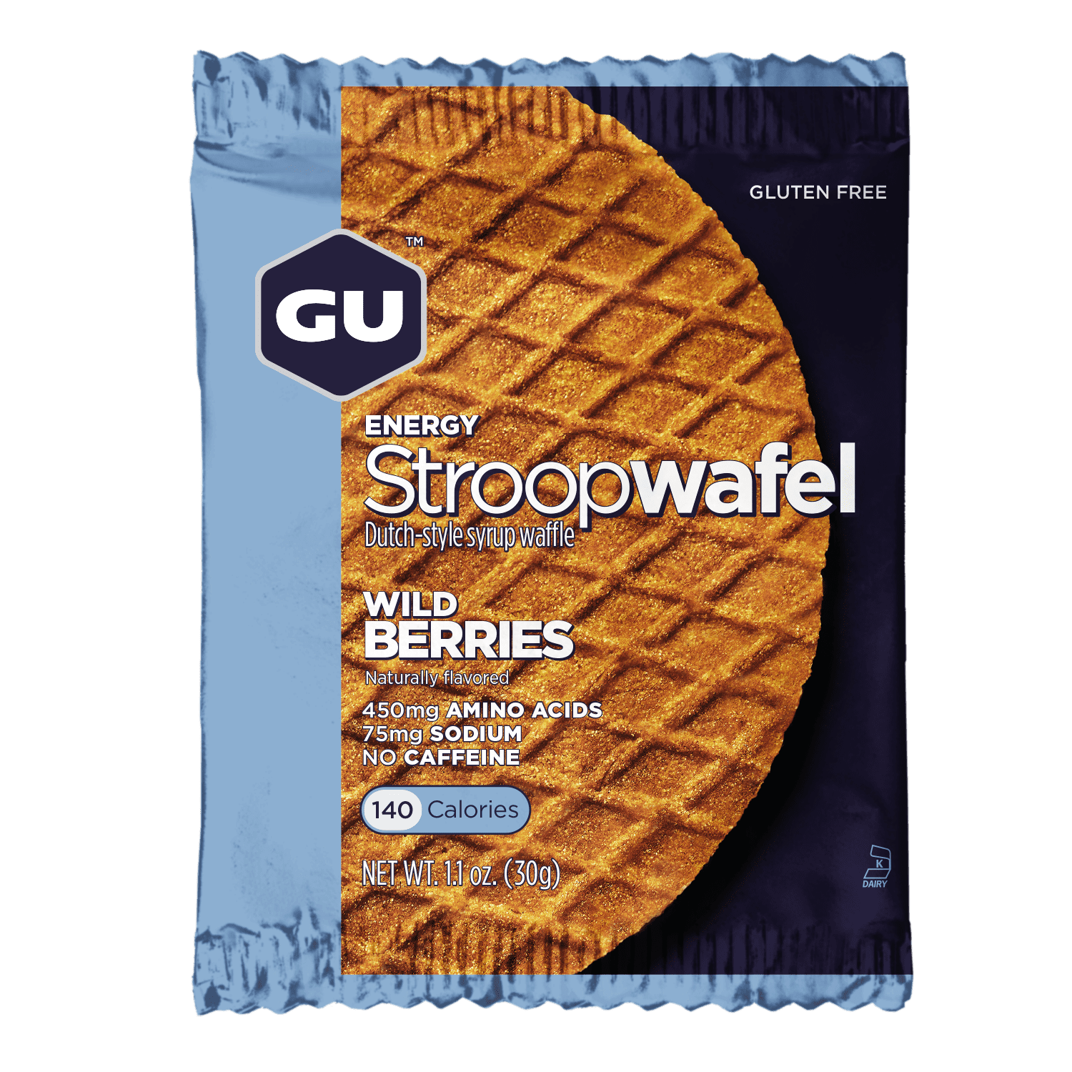 GU Energy Waffle, Energy Snack Bars, Wild Berries, Gluten Free, 16 Count Box