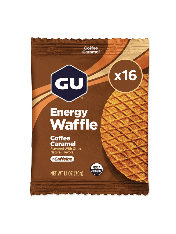 GU Energy Waffle Organic Performance Fuel for Endurance Sports, Coffee Caramel, 16 Count
