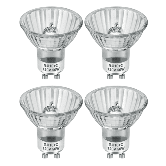 GU10 120V 50W Halogen Light Bulbs - 2900K Warm White Dimmable Bulbs, 6000+ Hours Long-Lasting, Ideal for Track Lighting, Range Hoods & Candle Warmer Lamps-4 Pack