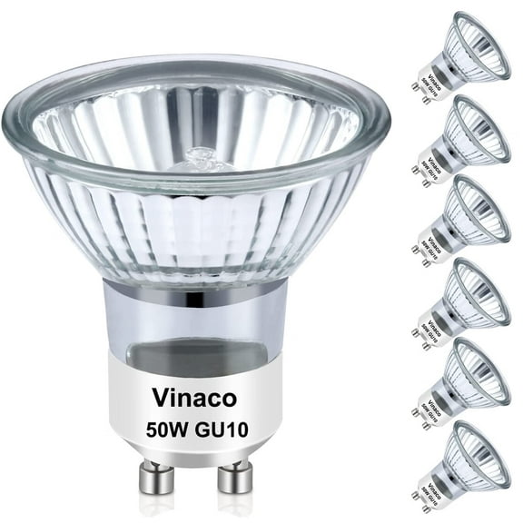 GU10 Bulb,6 Pack Halogen 120V 50W,Dimmable,MR16 GU10 Light Bulb with Long Lasting Lifespan,gu10+c for Track&Recessed Lighting,Gu10 Base Bulb,50W MR16/FL/GU10,Warm White