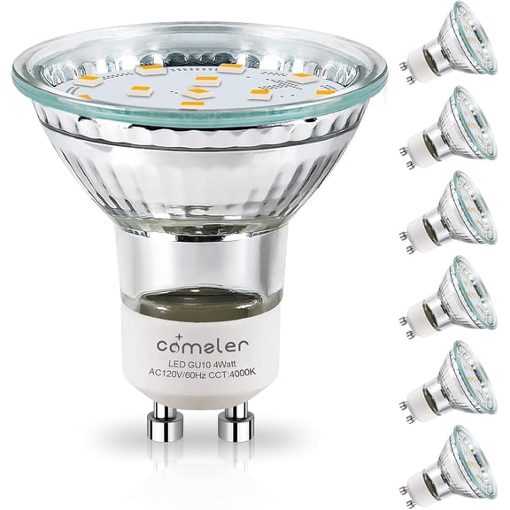 GU10 LED Bulb,4000k Natural Daylight, 50W Halogen Equivalent, Recessed Track Lighting Replacement, 120V 4W 400LM, CRI 85+, 120 Degree, ETL,GU10 Bulbs Base, for Kitchen, Non-Dimmable, 6 Pack