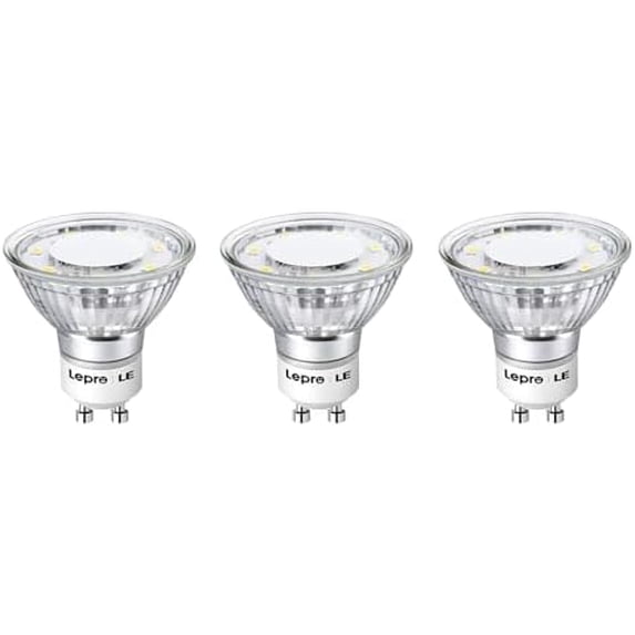 GU10 LED Light Bulbs Non-Dimmable, 5000K Daylight White GU10 Bulb Replacement for Recessed Track Lighting, 4W LED Bulbs with 100°Flood Beam for Kitchen, Range Hood, Living Room, Bedroom, 3 Pack