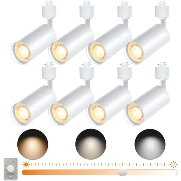 GU10 LED Track Lights, 10W 120V White 8-Pack Track Light Heads, Brightness Dimmable Ceiling Spotlight Fixture with Extra Dedicated Dimmer for Accent Lighting for Home, Store, Moblie Cart