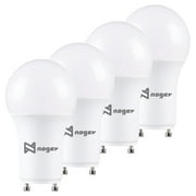 GU24 LED لمبة A19 الشكل، عكس الضوء، 60 W ما يعادلها، 2 لمبات ضوء الشق، 5000 K ضوء النهار، 12 W 1200 لومينز، GU24 تويست قاعدة قفل، استبدال CFL ضوء السقف للمنزل - 4 حزمة