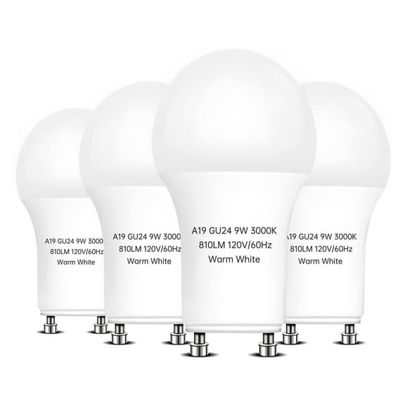 GU24 LED Light Bulb 4 Pack, 12W (Equivalent 75W), 5000K Daylight,Dimmable Twist-in Base Light Bulb A19 Shape