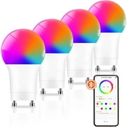GU24 Smart Light Bulbs Compatible with APP Control, 12W 1200LM Super Bright, Dimmable Music RGBCW Color Changing GU24 LED Bulb, 120V Halogen Replacement, 4Pack
