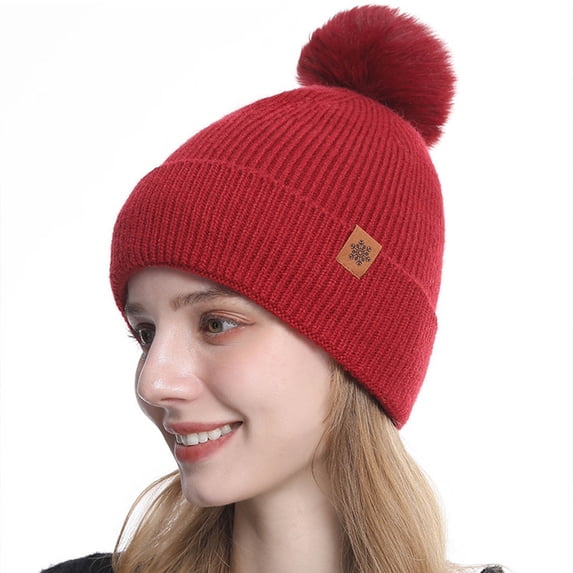 GUACER Beanies for Women Winter Ultra Soft Pom Pom Thermal Fleece Cozy Knit Snow Ski Hats for Casual Outdoor